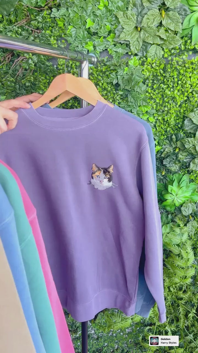 The Custom Pet Portrait Embroidered Sweatshirt Cats & Stitch