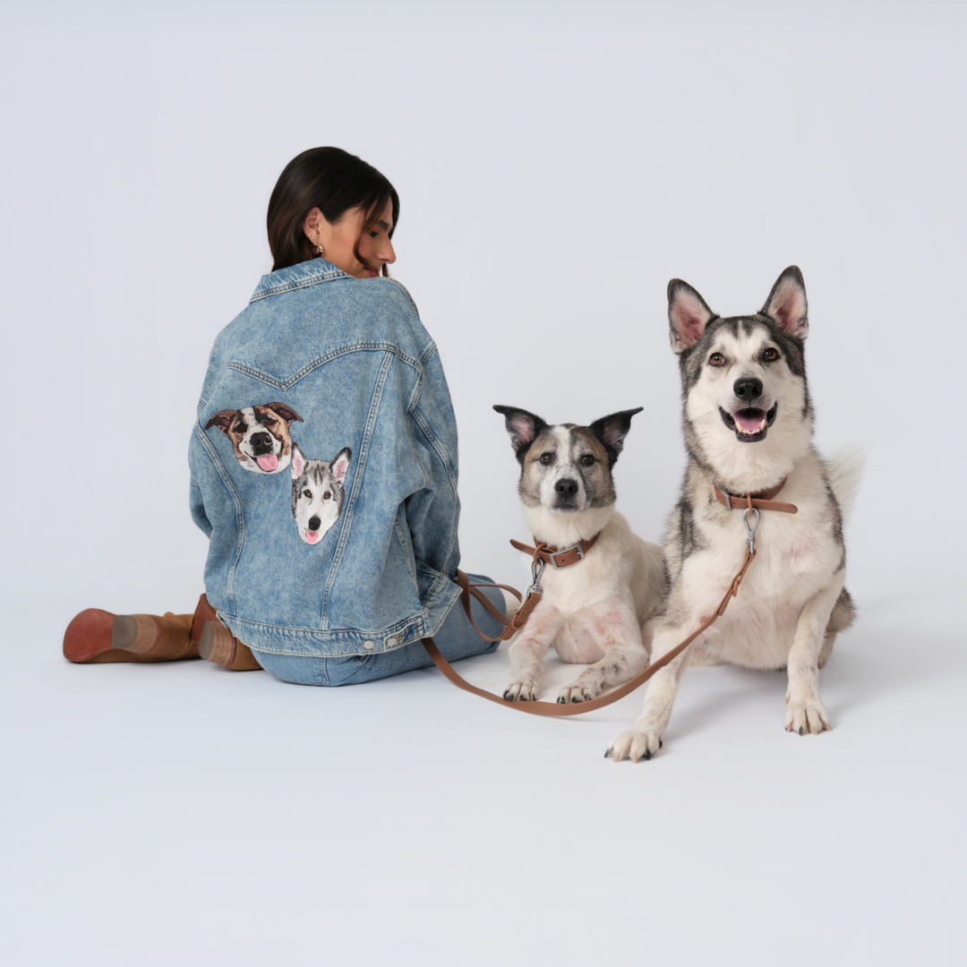 Custom Cat Embroidered Denim Jacket