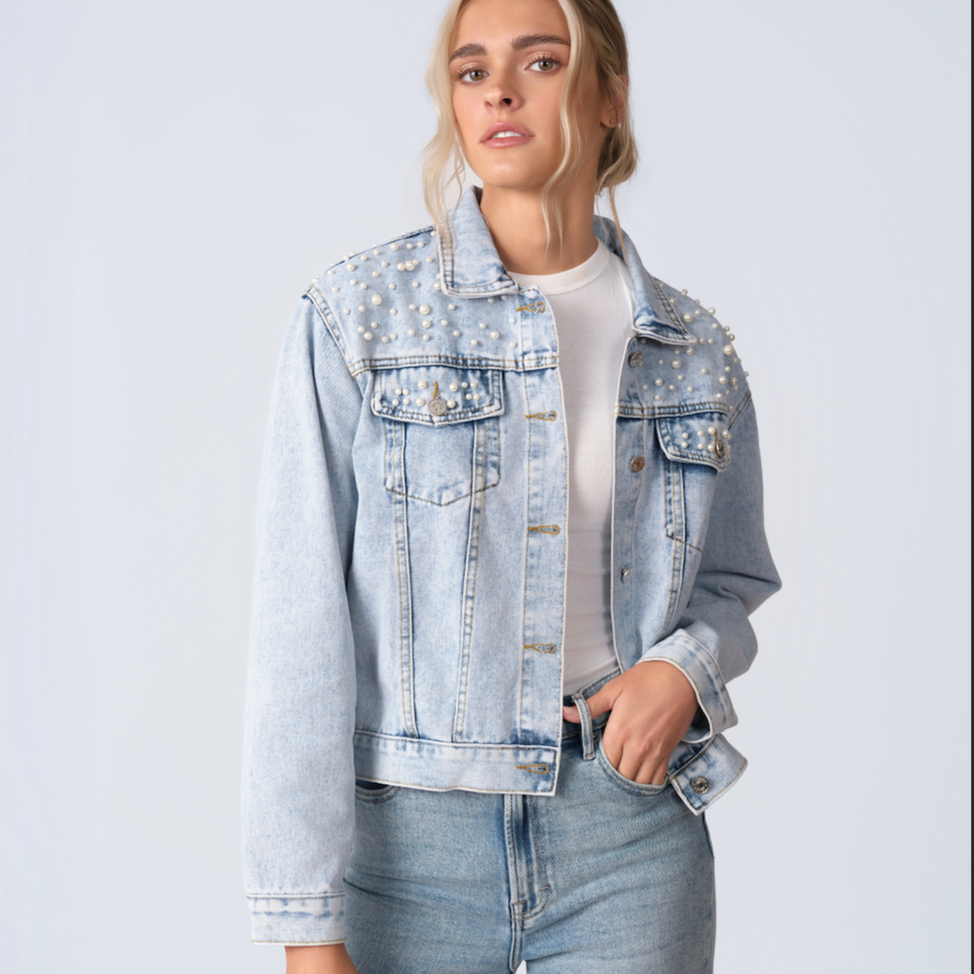 The Ultimate Custom Large Pet Portrait Embroidered Denim Jacket With Pearls