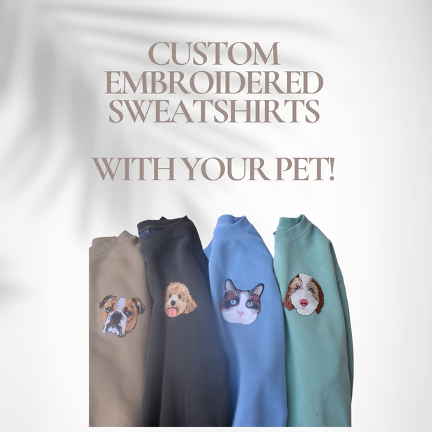 The Custom Pet Portrait Embroidered Patch Sweatshirt Cats Stitch