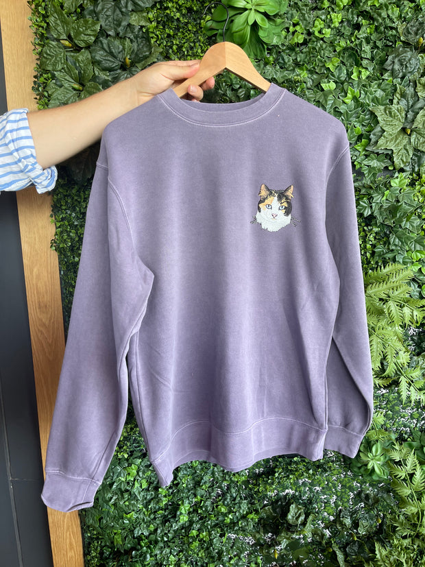 The Custom Pet Portrait Embroidered Sweatshirt Cats Stitch