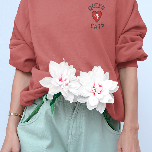 Queen Of Cats - Embroidered Valentines Day Sweatshirt